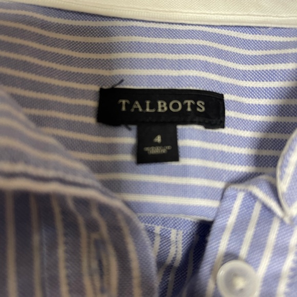 ❤️Women’s Talbots blue and white striped button up dress shirt, size 4 - Picture 6 of 8